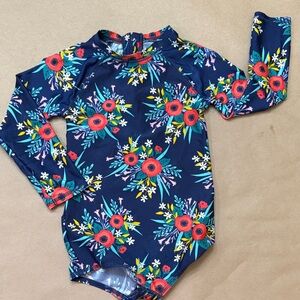 Cat & Jack Navy Floral Kids Rashguard